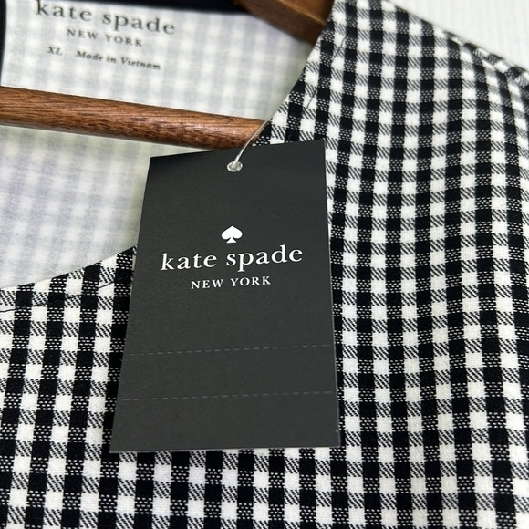 Kate Spade - NWT Jazzy Gingham Scalloped Ponte Short Sleeve Top Size XL - Picture 13 of 14